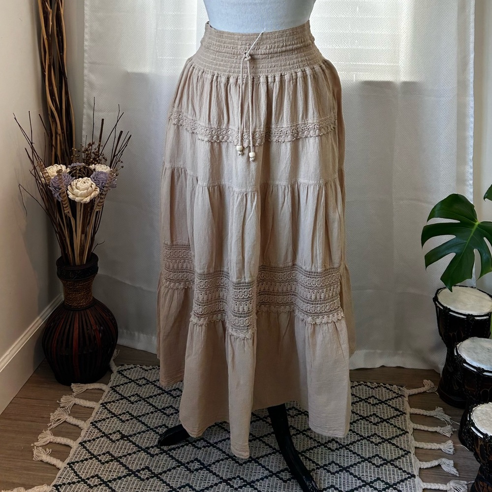 Tan Cotton skirt 100 cotton made in Peru by Cotton Natural